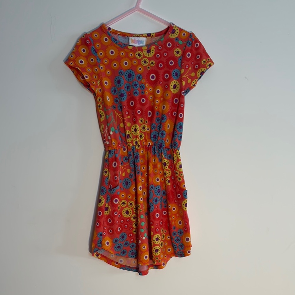 LuLaRoe Orange Red Casual Sundress Crew Neck with pockets